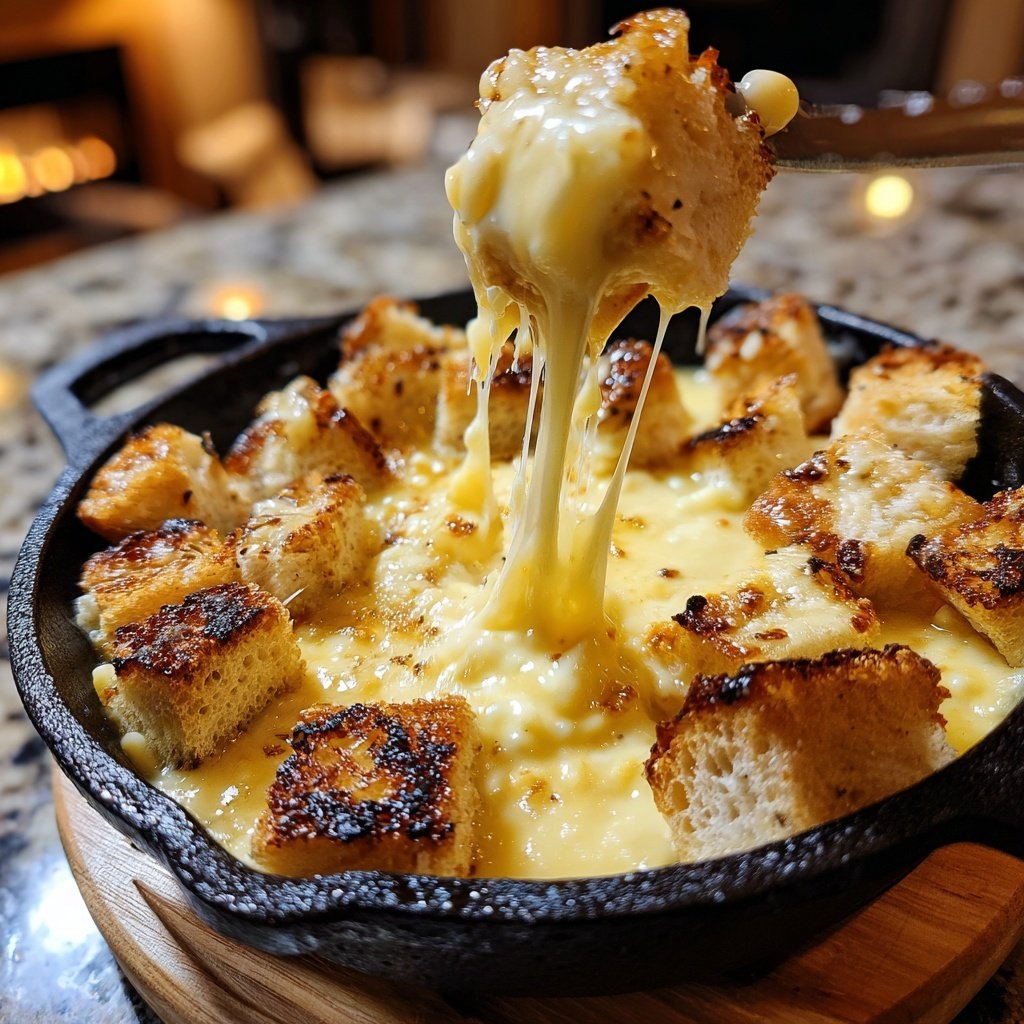 Fondue with Swiss Cheese and Garlic