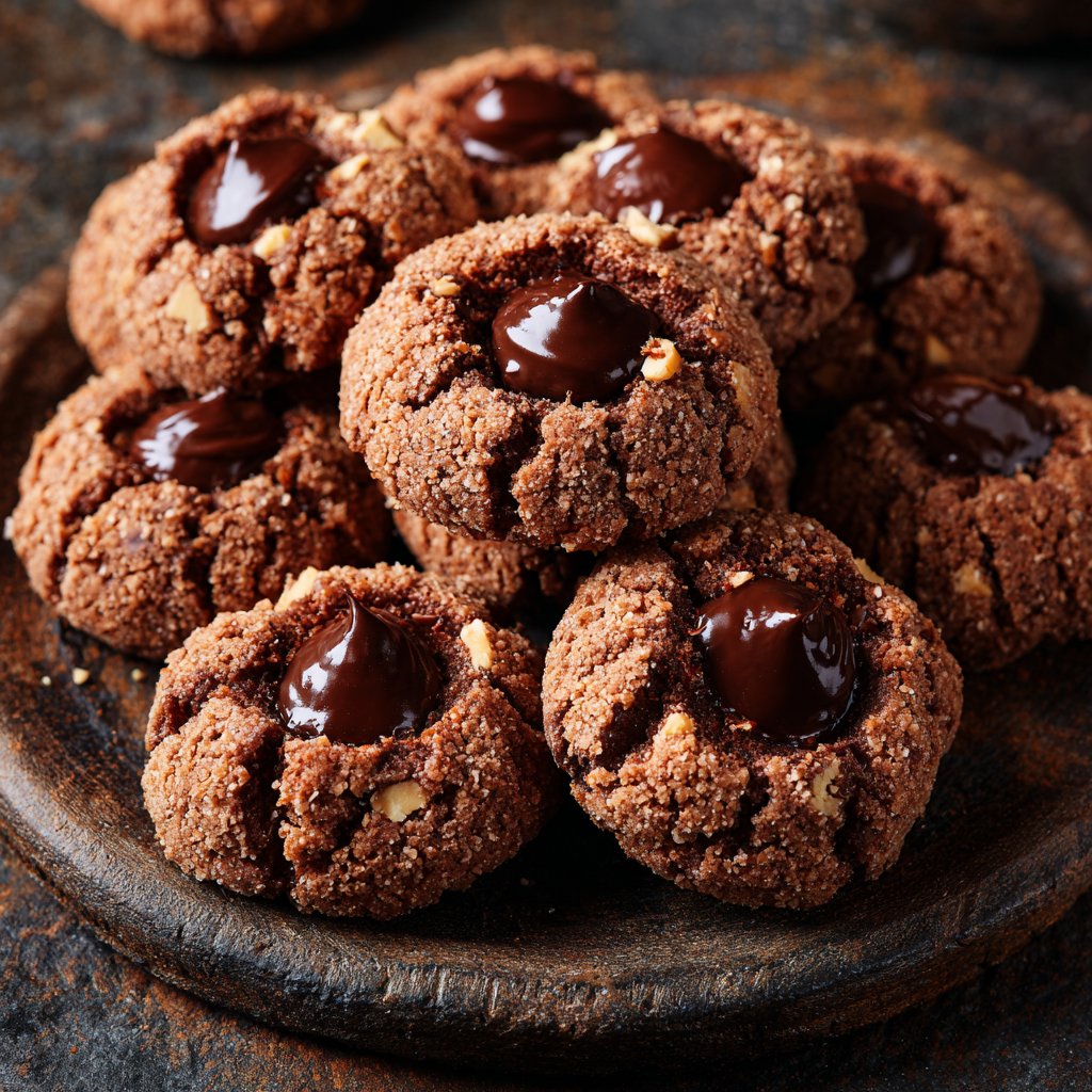 Chocolate Hazelnut Thumbprint Cookies