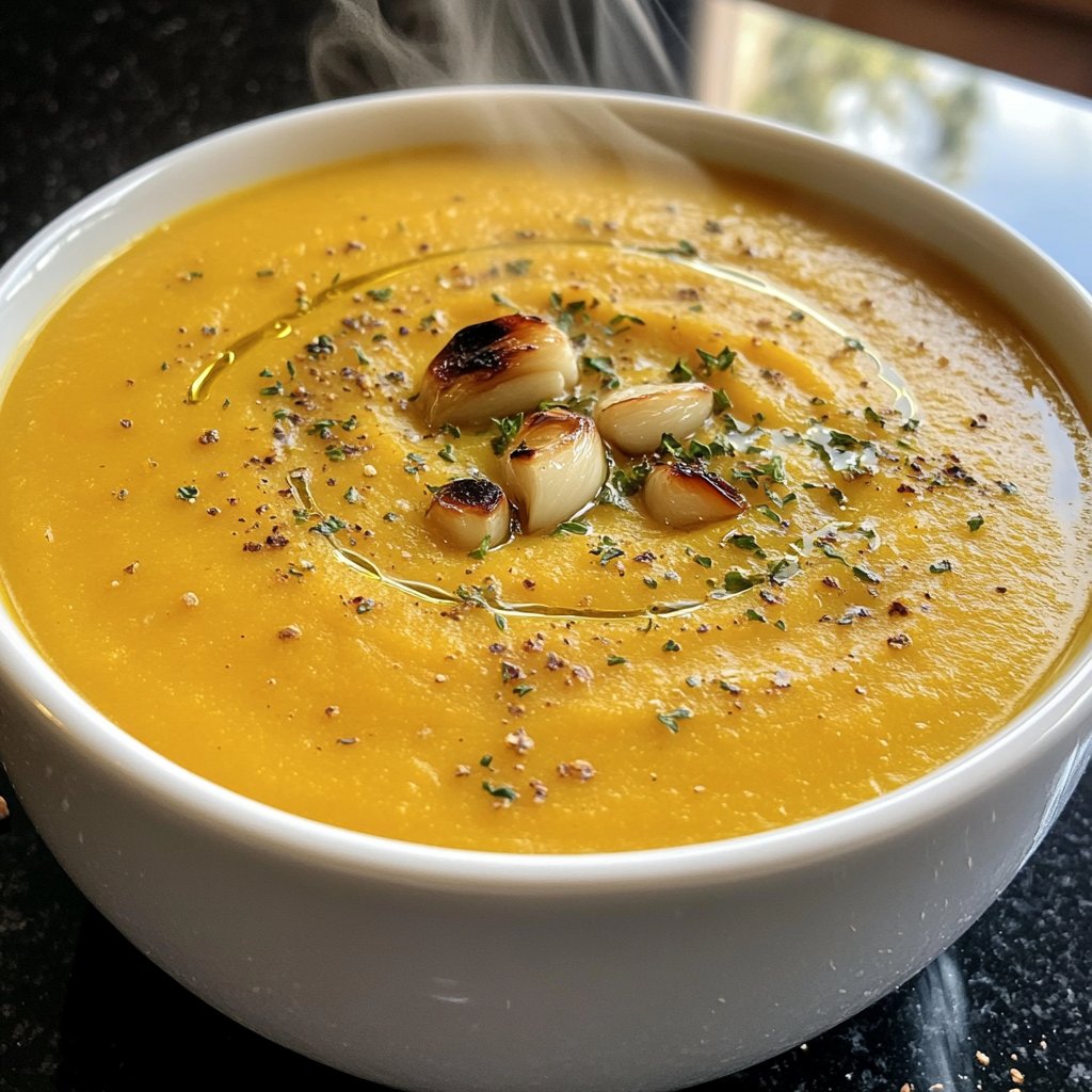 Squash Soup with Roasted Garlic