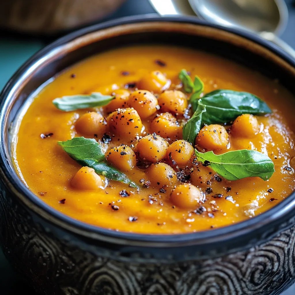 Moroccan Sweet Potato Soup with Chickpeas