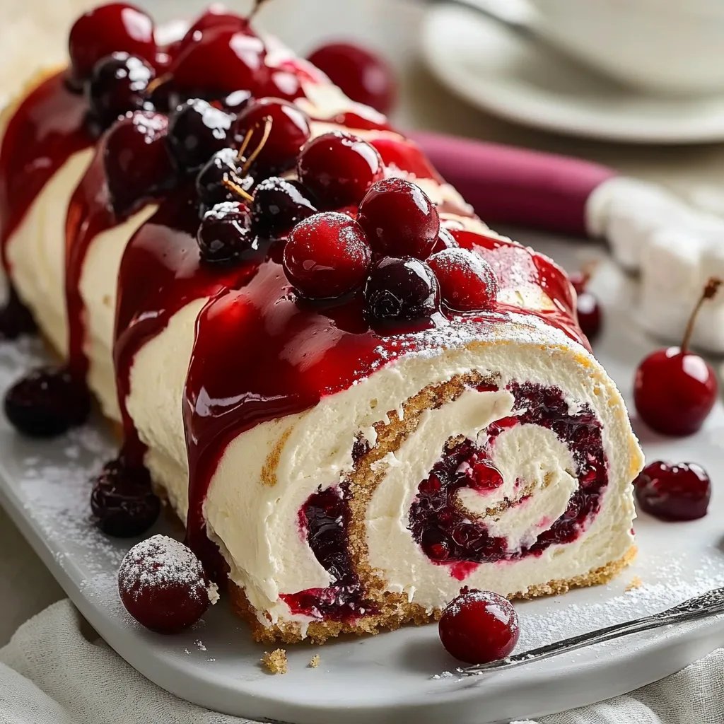 Heavenly Cherry Cheesecake Cake Roll