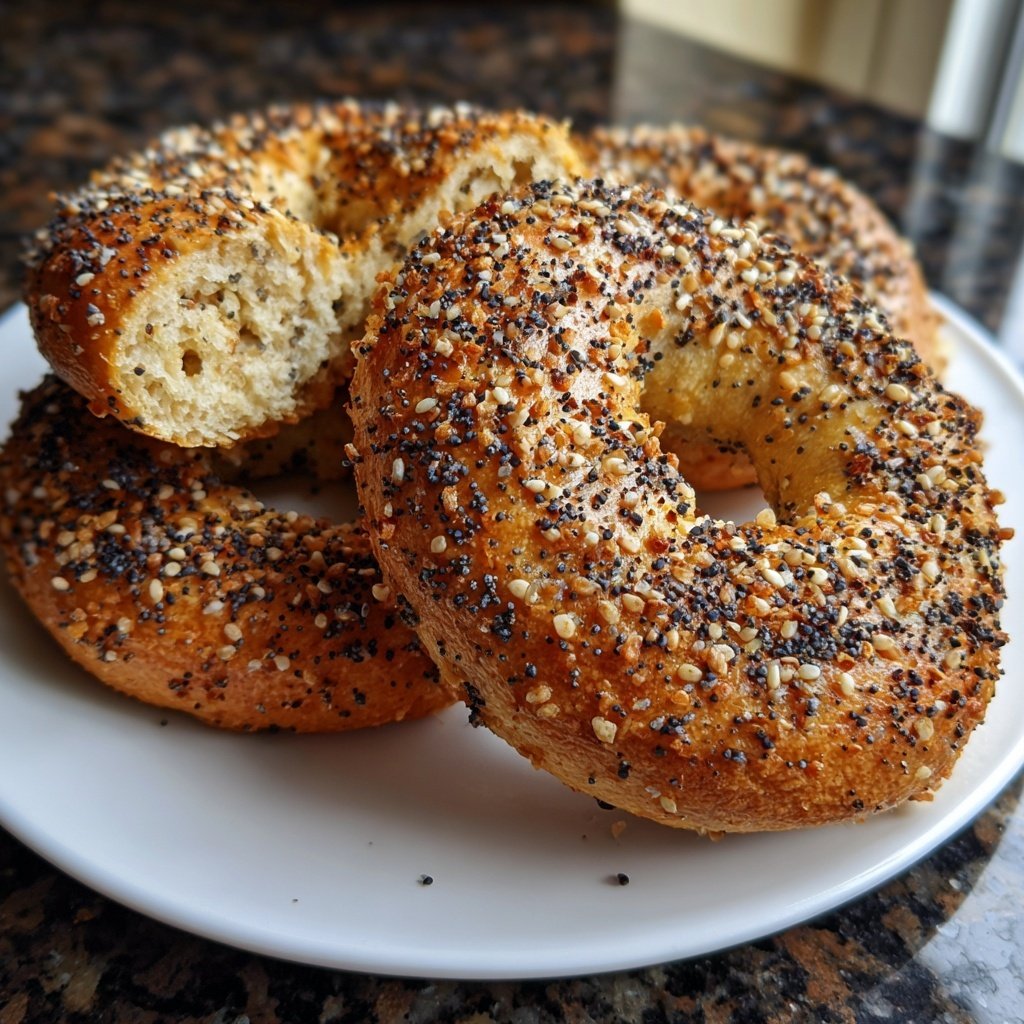 Protein Bagels With Everything Seasoning