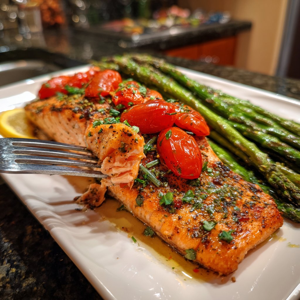 Healthy Dinner Baked Salmon with Veggies