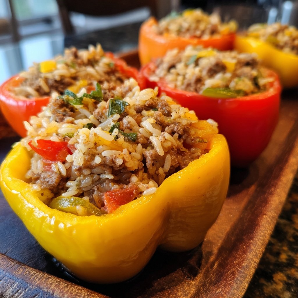 Beef And Rice Stuffed Bell Peppers