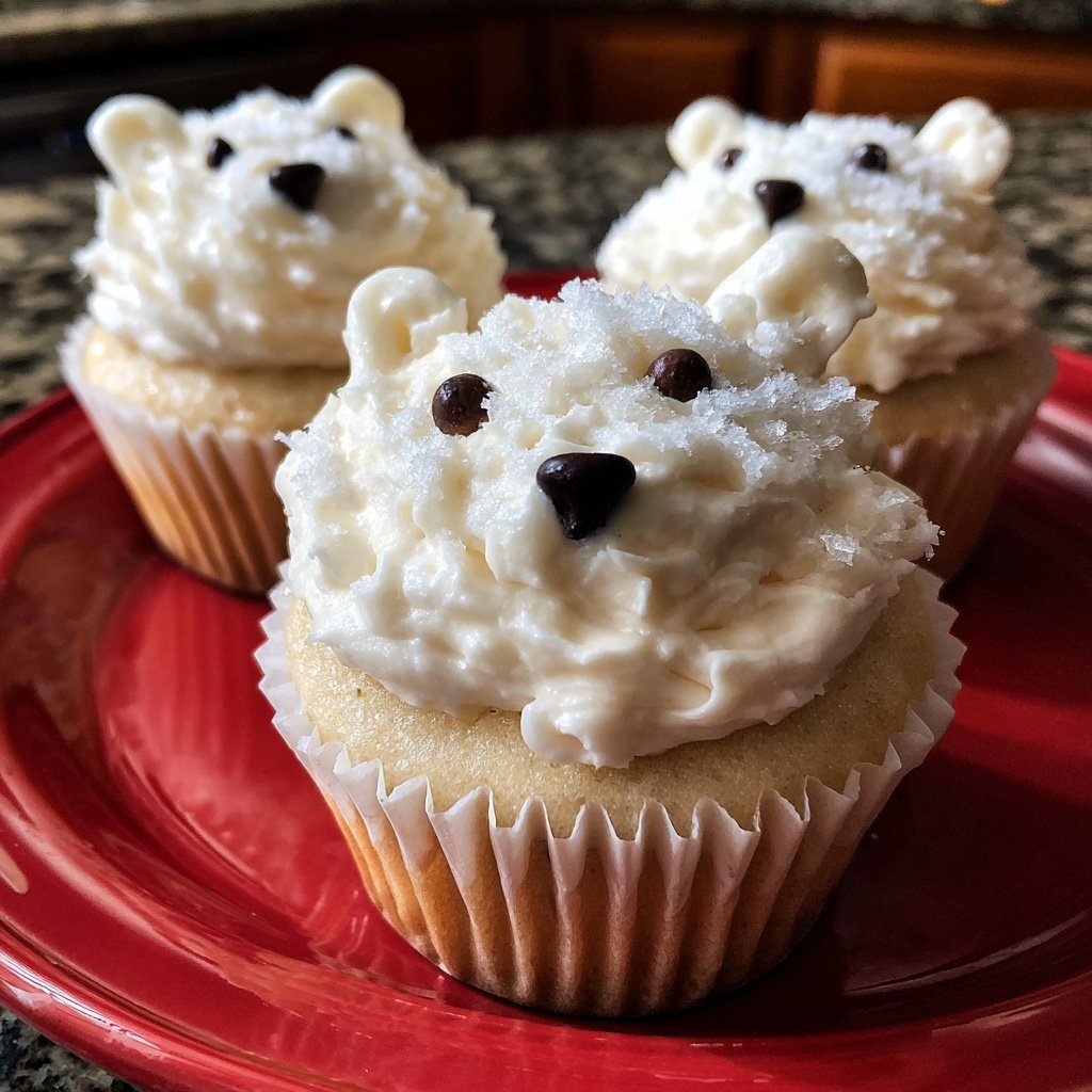 Christmas Polar White Bear Cupcakes