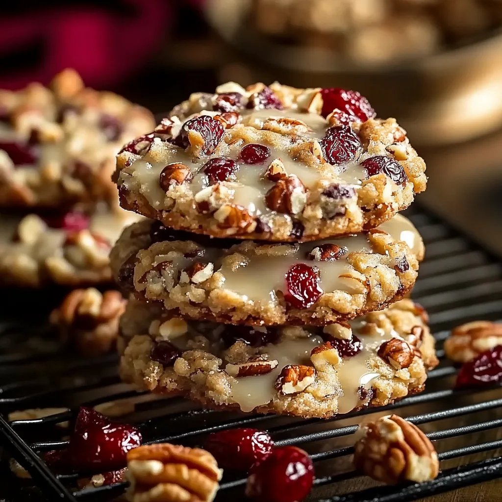 No-Bake Cranberry Pecan Praline Cookies