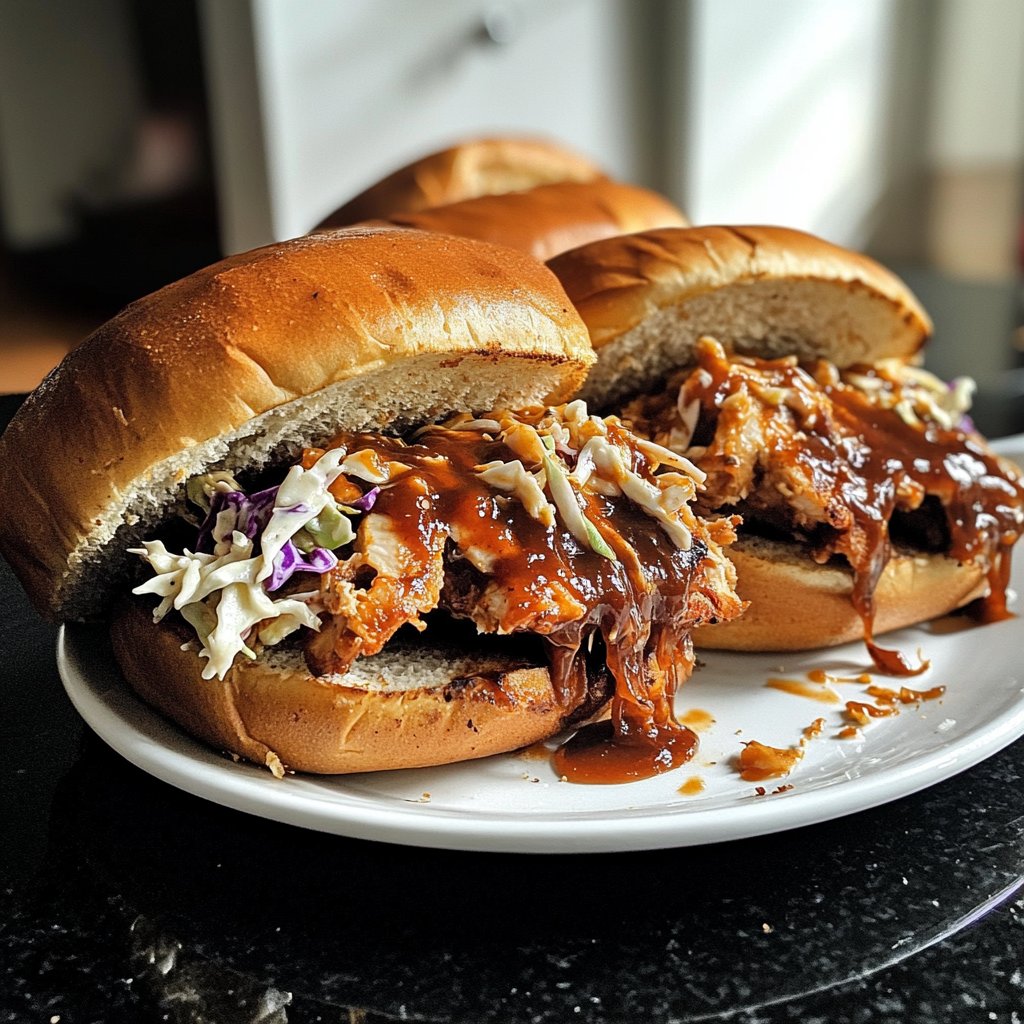 Spicy Crockpot BBQ Chicken Sandwiches